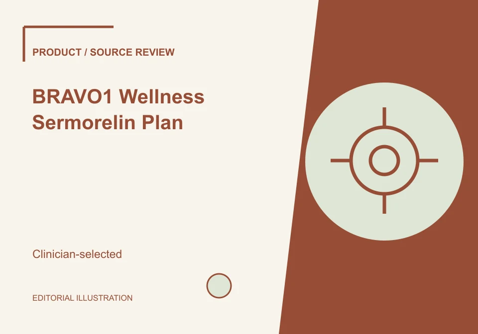 Editorial illustration of BRAVO1 Wellness Sermorelin Plan; not a product photograph.