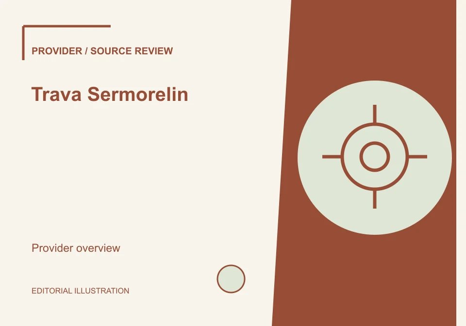 Editorial illustration of Trava Sermorelin; not a product photograph.